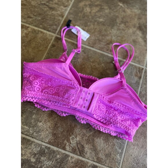 Aerie Real Power Wireless Push Up Joy Convertible Lace Bra Pink Tropics Size 34C - Picture 5 of 8